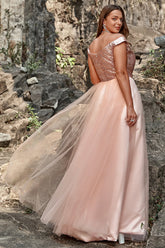 A-Linie Schulterfreies Blush Übergröße Ballkleid